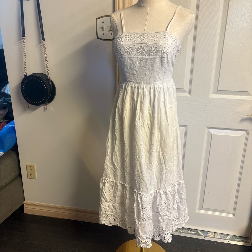 Japna 100% Cotton Elegant White Eyelet Dress